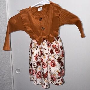 Brown and Floral Baby Dress